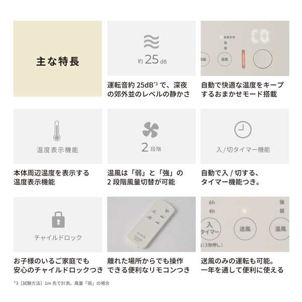 [温度表示付き] 人感センサー付き セラミックファンヒーター ポカCUBE SH-CF251