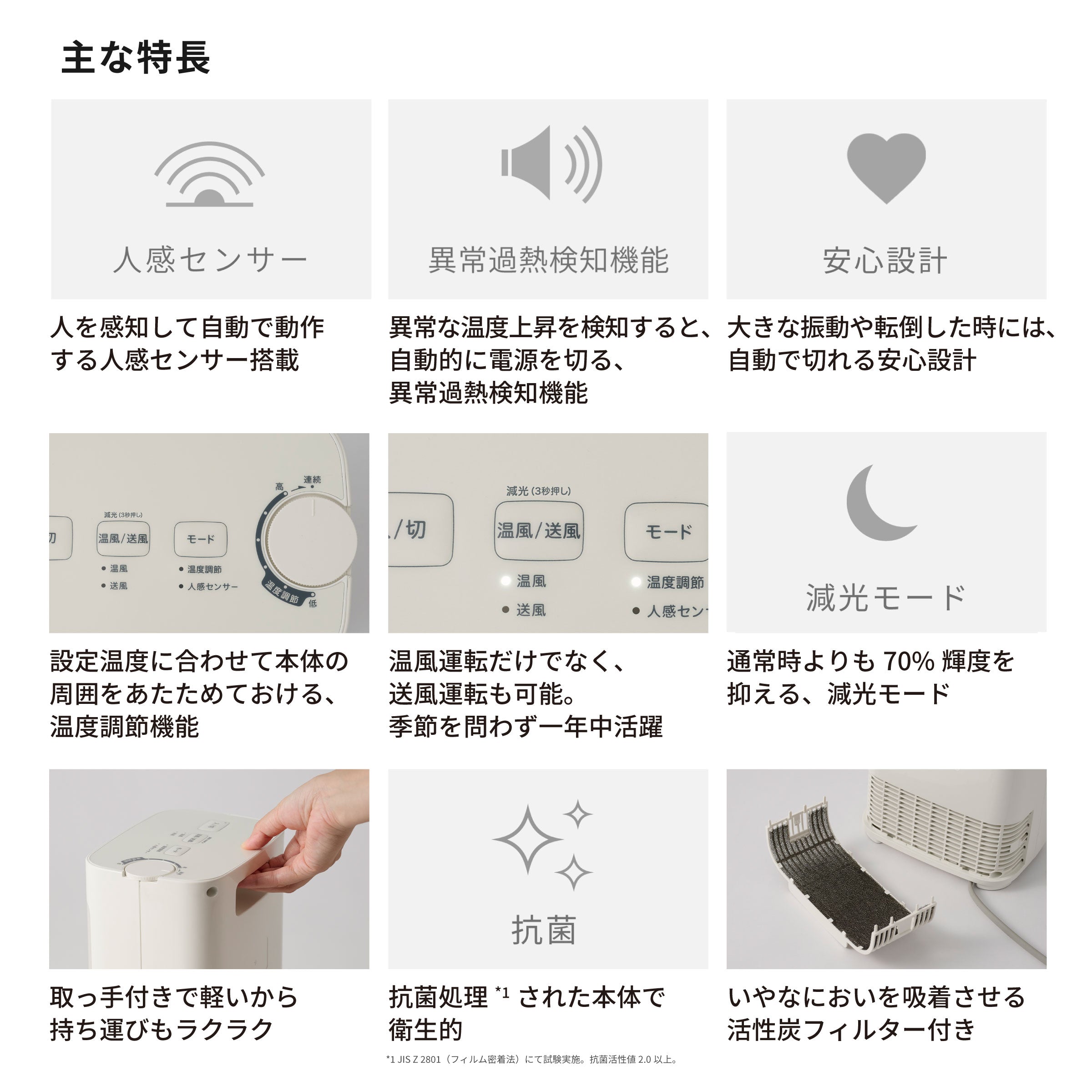 温度調節・人感センサー付き　足元ヒーター まめポカ SH-T251