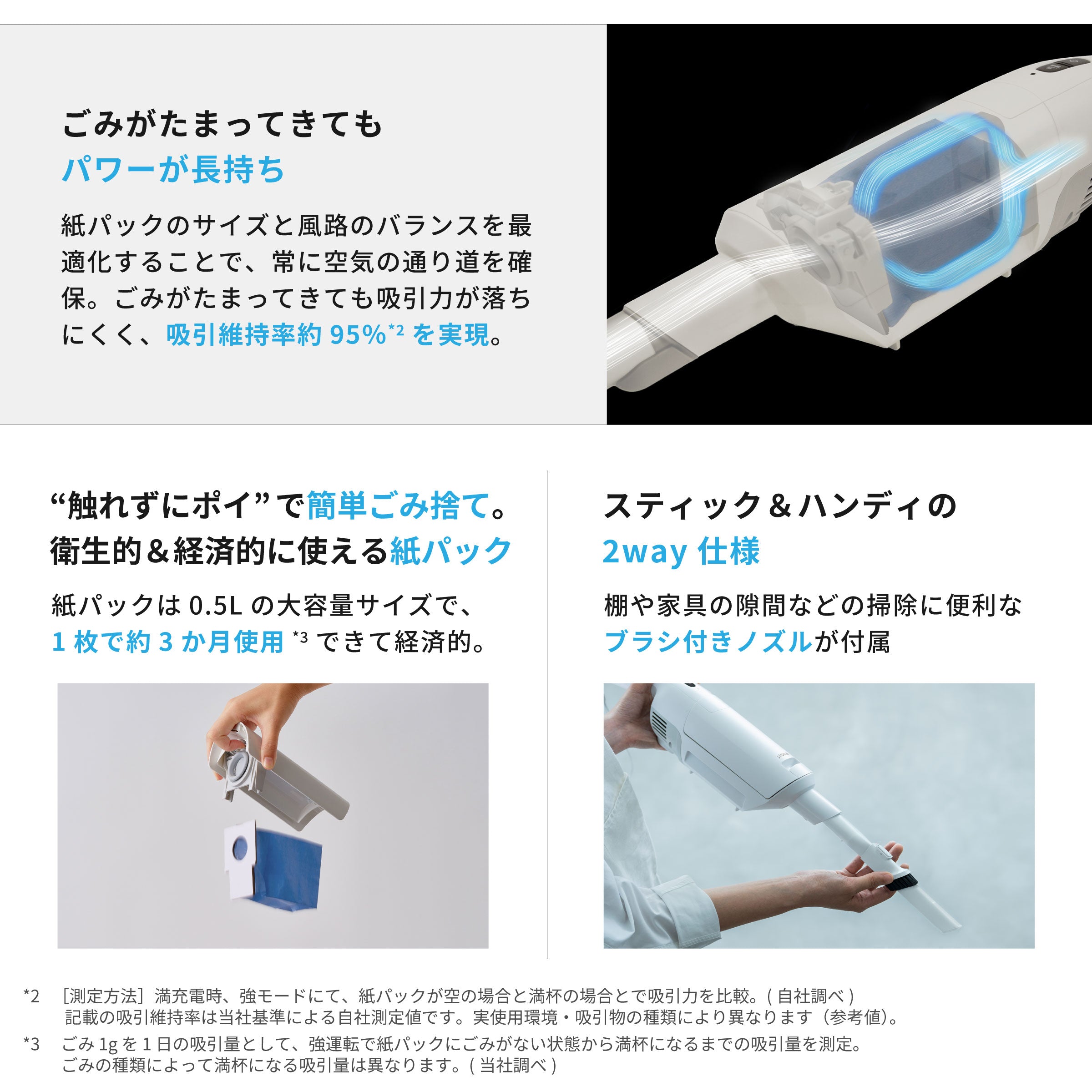 2way コードレススティッククリーナー 紙パック式 かるピカ パワー
